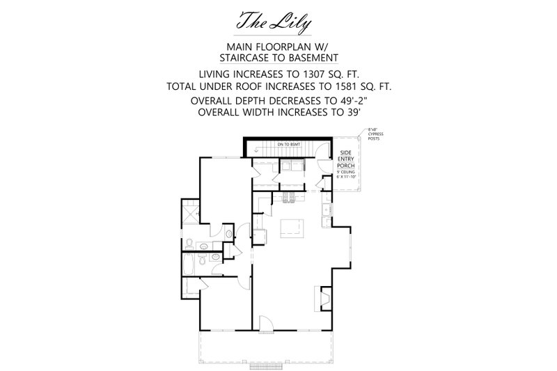 Home Plan - Floor Plan - Main Floor 1 for Farmhouse House Plan #1074-85 - 2 bed, 2 bath