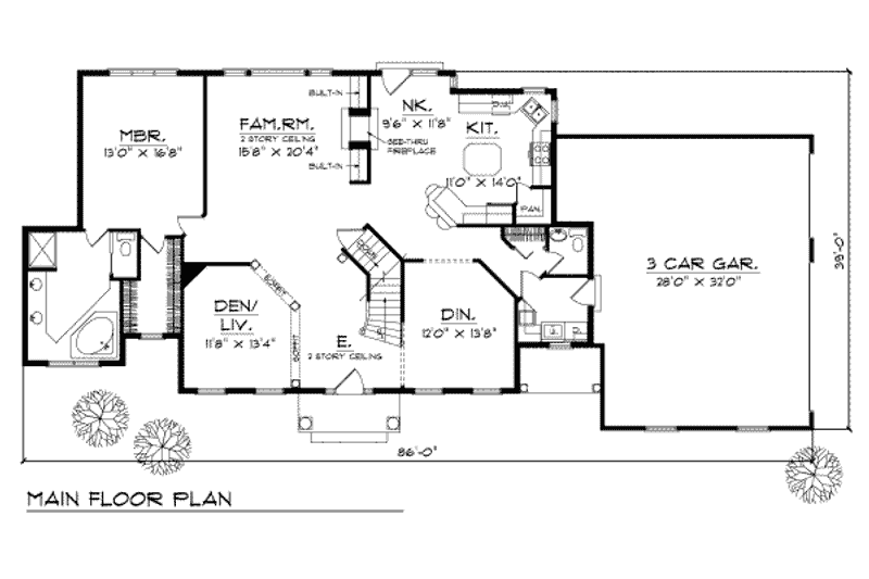 Home Plan - Floor Plan - Main Floor for Modern House Plan #70-437 - 4 bed, 2.5 bath