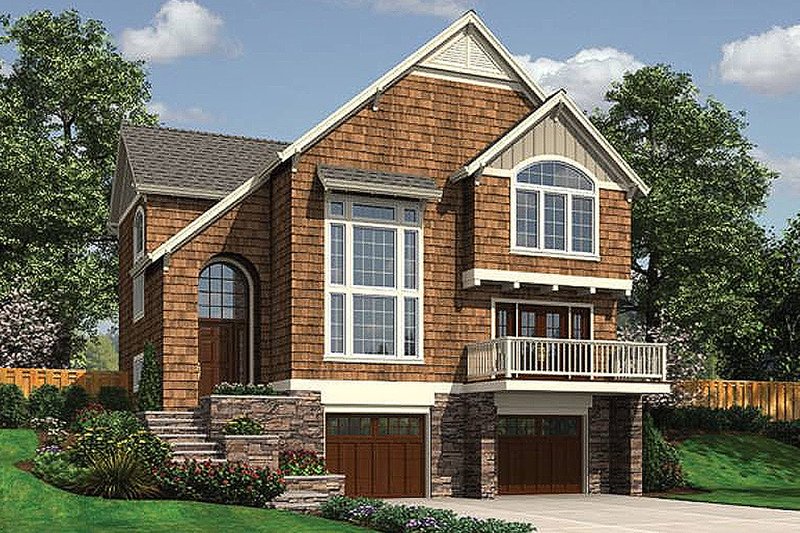 Architectural House Design - Front View - 2000 square foot Craftsman home