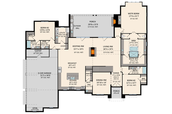 Floor Plan - Main Floor for Traditional House Plan #1081-48 - 5 bed, 5.5 bath