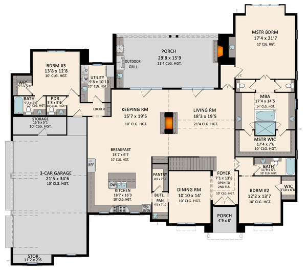 House Design - Traditional Floor Plan - Main Floor Plan #1081-48