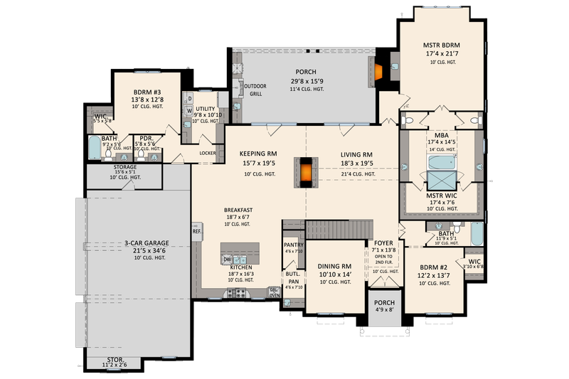 Dream House Plan - Floor Plan - Main Floor for Traditional House Plan #1081-48 - 5 bed, 5.5 bath
