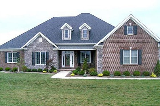 Exterior - Front Elevation 4 for European House Plan #17-2167 - 5 bed, 4 bath
