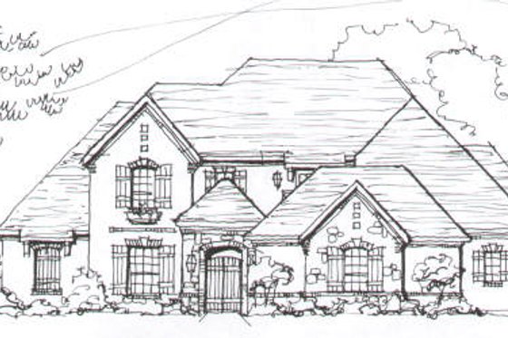 Exterior - Front Elevation for European House Plan #141-214 - 4 bed, 3.5 bath