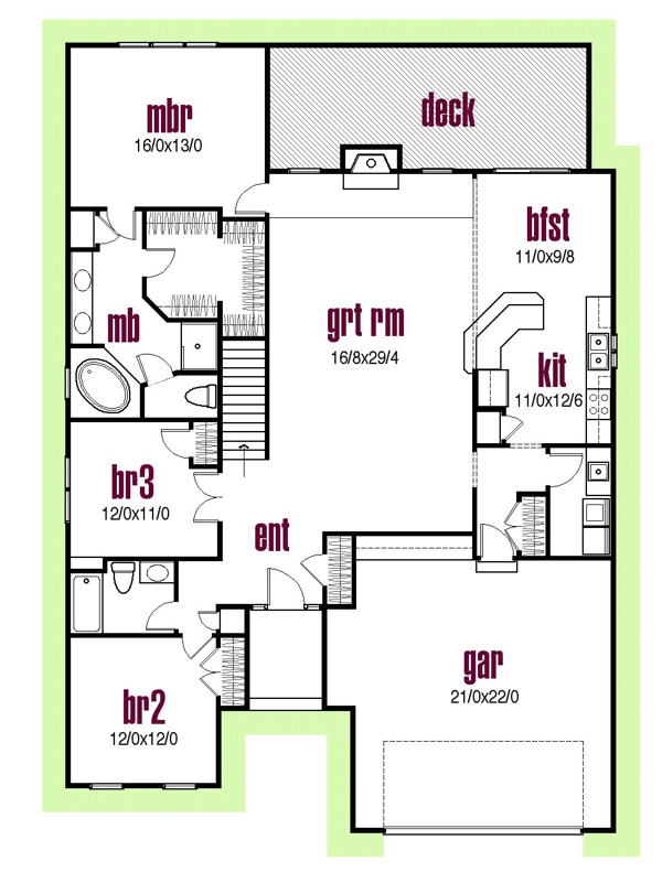 Country Floor Plan - Main Floor Plan #435-5