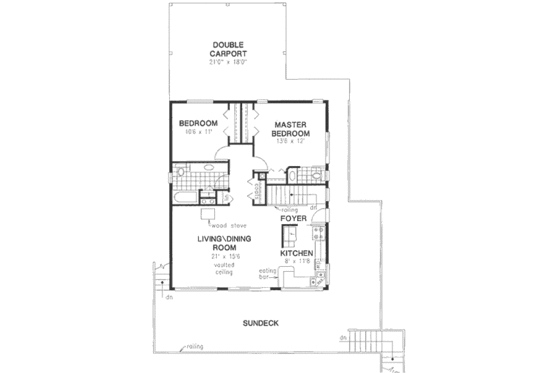 Floor Plan - Main Floor for Traditional House Plan #18-9112 - 2 bed, 1.5 bath