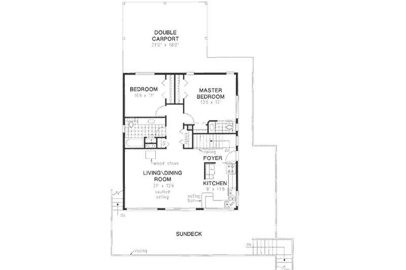 House Blueprint - Floor Plan - Main Floor for Traditional House Plan #18-9112 - 2 bed, 1.5 bath