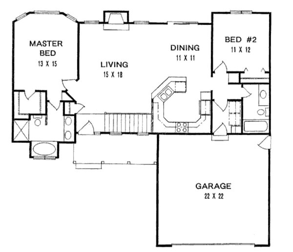 House Design - Floor Plan - Main Floor for Traditional House Plan #58-110 - 2 bed, 2 bath