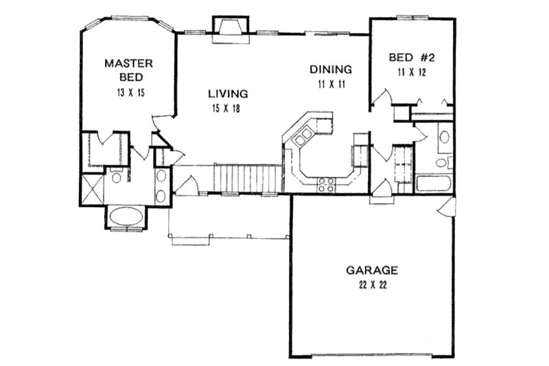 Architectural House Design - Floor Plan - Main Floor for Traditional House Plan #58-110 - 2 bed, 2 bath