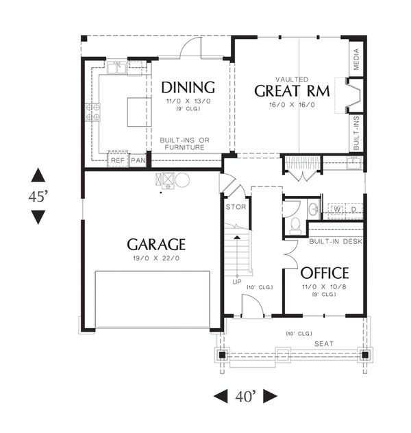 Architectural House Design - Craftsman Floor Plan - Main Floor Plan #48-523