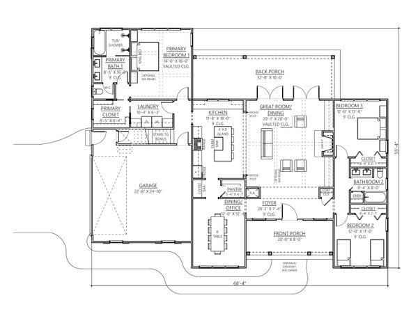 House Blueprint - Farmhouse Floor Plan - Main Floor Plan #1094-12