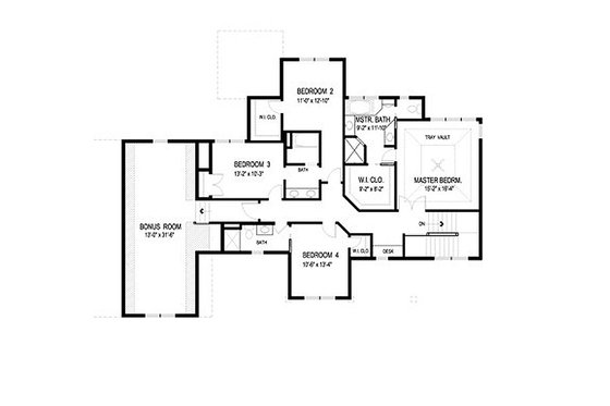 Floor Plan - Upper Floor for Craftsman House Plan #56-597 - 4 bed, 3.5 bath