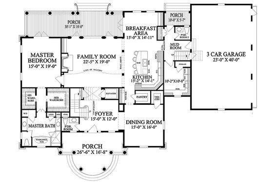 Floor Plan - Main Floor for Traditional House Plan #137-292 - 4 bed, 5.5 bath