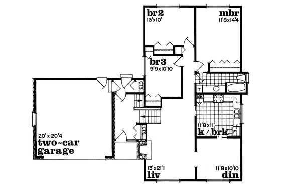 Floor Plan - Main Floor for Traditional House Plan #47-117 - 3 bed, 1 bath