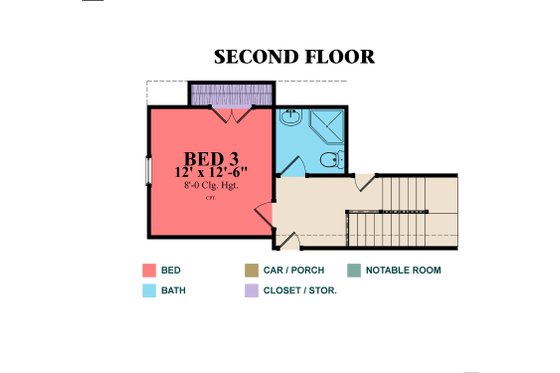 Floor Plan - Upper Floor for Country House Plan #63-279 - 3 bed, 2.5 bath