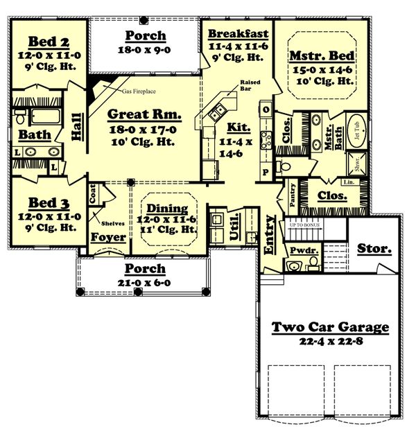 House Blueprint - 2000 square foot Traditional home