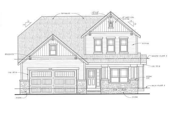 Exterior - Front Elevation 4 for Craftsman House Plan #20-1775 - 3 bed, 3 bath