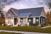 Traditional Style House Plan - 3 Beds 2 Baths 1209 Sq/Ft Plan #54-629 Exterior 