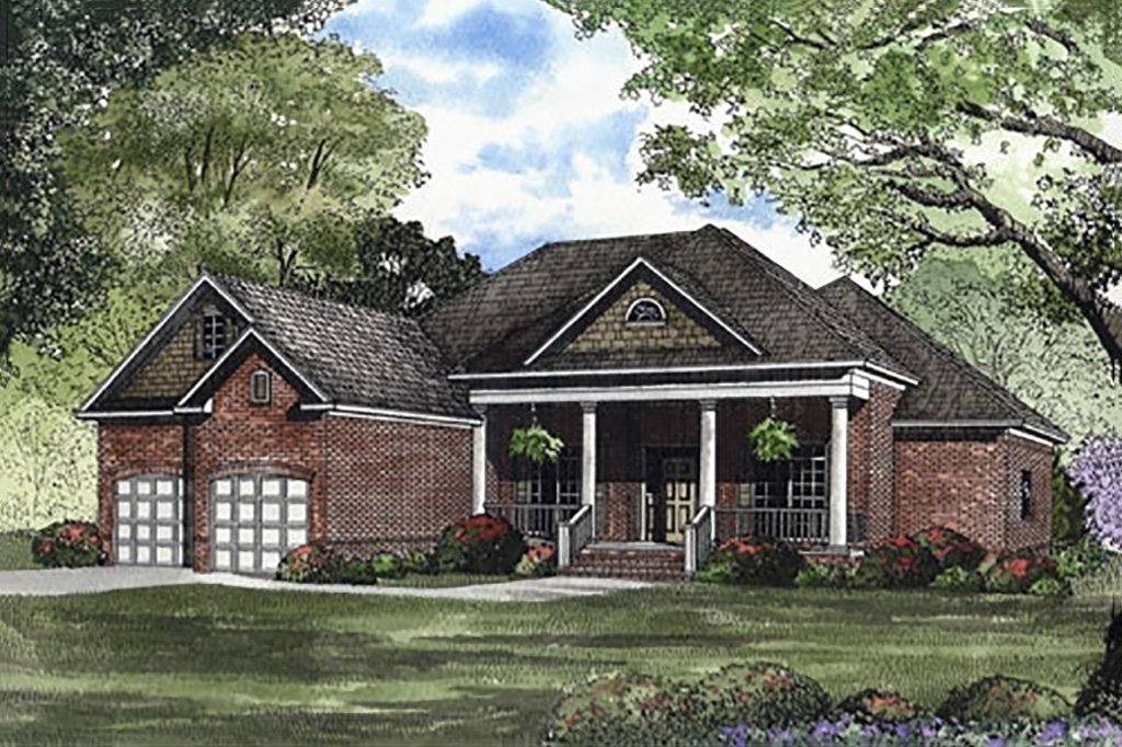 Southern Style House Plan - 3 Beds 2 Baths 2100 Sq/Ft Plan #17-1104