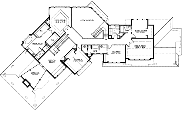 Craftsman Floor Plan - Upper Floor Plan #132-166