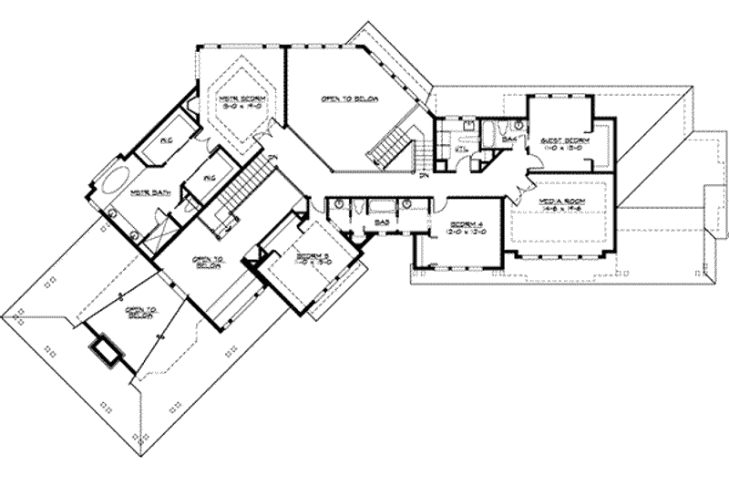 Dream House Plan - Floor Plan - Upper Floor for Craftsman House Plan #132-166 - 5 bed, 4.5 bath