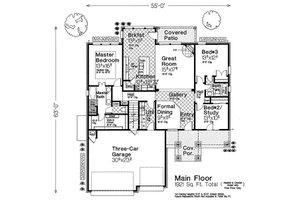 Floor Plan - Main Floor for Craftsman House Plan #310-1320 - 3 bed, 3 bath