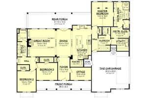 Floor Plan - Main Floor for Farmhouse House Plan #430-204 - 3 bed, 2.5 bath