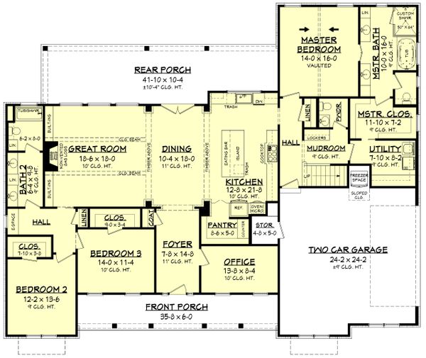 Dream House Plan - Farmhouse Floor Plan - Main Floor Plan #430-204