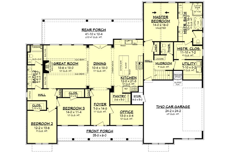 Architectural House Design - Floor Plan - Main Floor for Farmhouse House Plan #430-204 - 3 bed, 2.5 bath