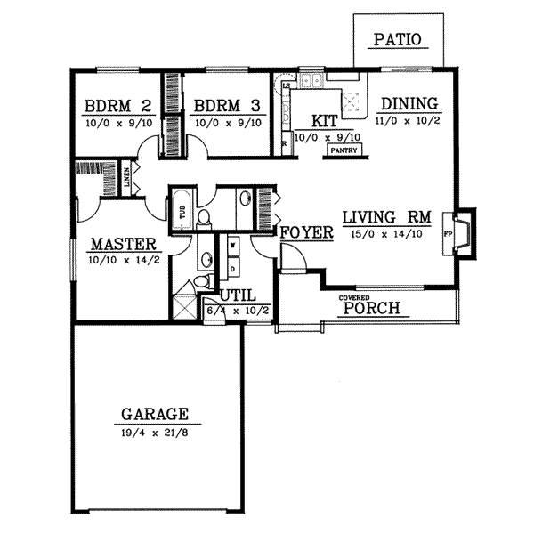 Home Plan - Ranch Floor Plan - Main Floor Plan #91-103