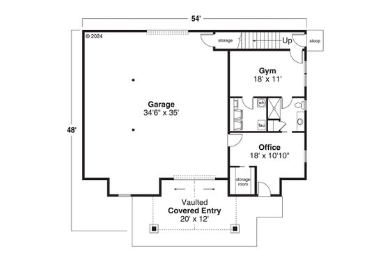 Floor Plan - Main Floor for Barndominium House Plan #124-1384 - 1 bed, 2 bath