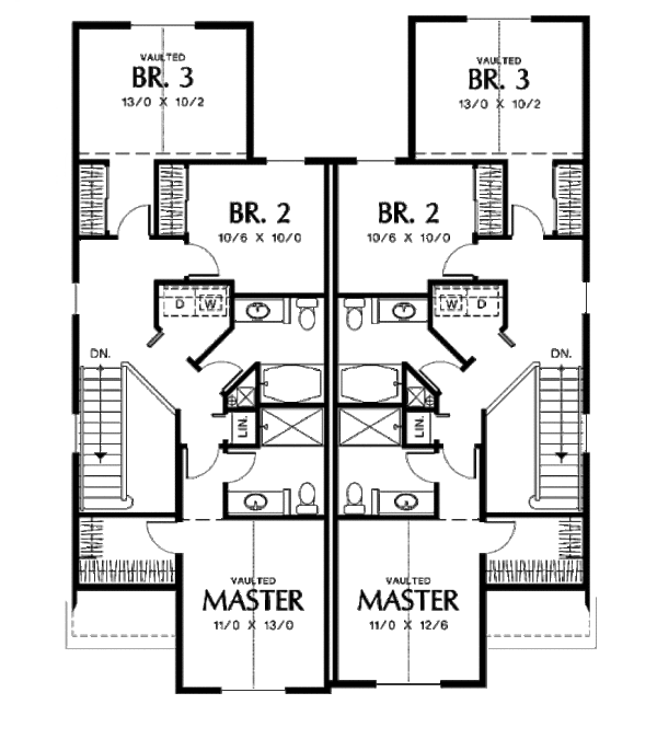 Traditional Floor Plan - Upper Floor Plan #48-153