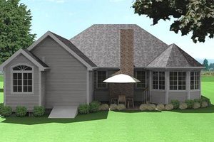 Exterior - Rear Elevation for Traditional House Plan #75-186 - 3 bed, 2 bath