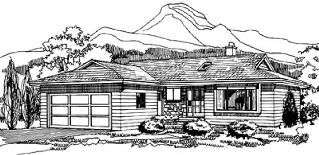 Exterior - Front Elevation 2 for Ranch House Plan #47-398 - 3 bed, 1.5 bath