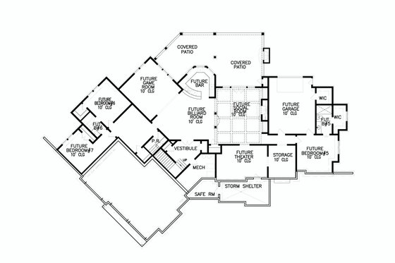 Floor Plan - Lower Floor for Craftsman House Plan #54-386 - 4 bed, 4.5 bath
