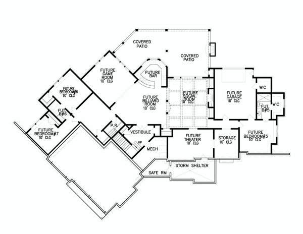 Craftsman Floor Plan - Lower Floor Plan #54-386