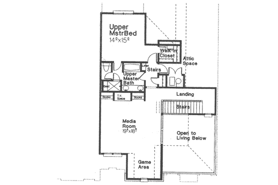 Floor Plan - Upper Floor for Tudor House Plan #310-475 - 2 bed, 2.5 bath