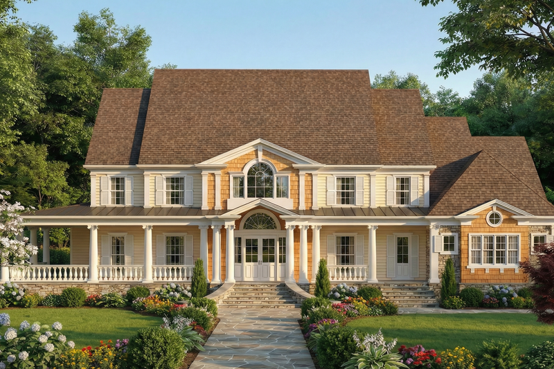 House Blueprint - Exterior - Front Elevation 3 for Southern House Plan #119-198 - 5 bed, 5.5 bath