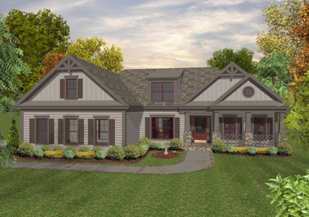Craftsman Style House Plan - 3 Beds 2 Baths 1800 Sq/Ft Plan #56-634