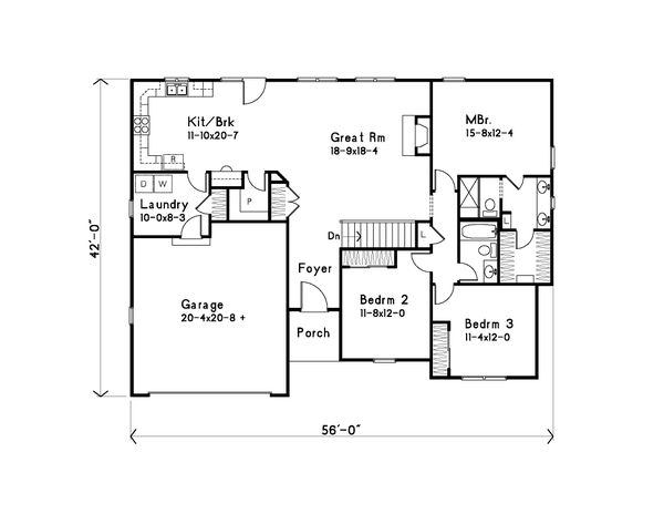 House Plan Design - Ranch Floor Plan - Main Floor Plan #22-624