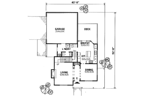 Floor Plan - Main Floor for Traditional House Plan #50-207 - 3 bed, 2.5 bath