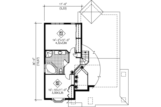 Floor Plan - Upper Floor for European House Plan #25-318 - 2 bed, 2 bath