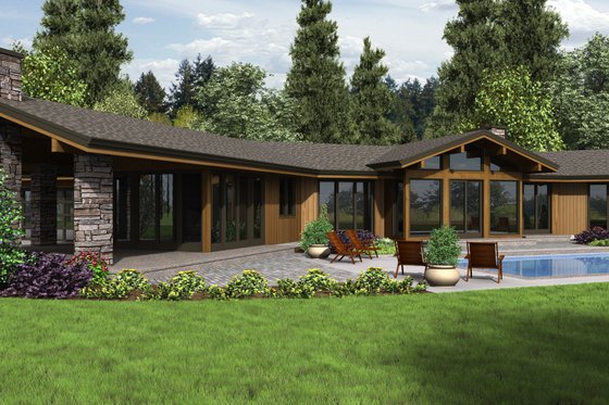 Exterior - Rear Elevation for Contemporary House Plan #48-699 - 3 bed, 2.5 bath