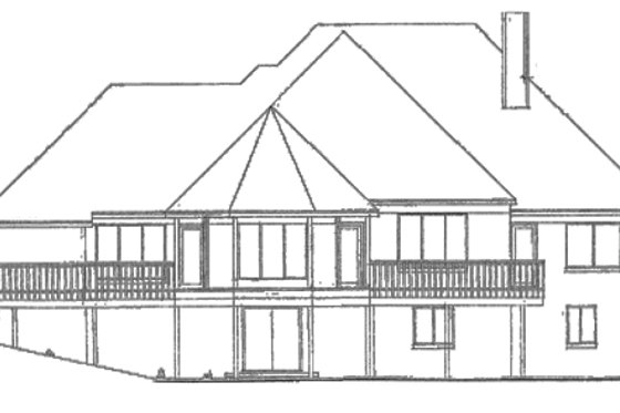 Exterior - Rear Elevation for European House Plan #52-227 - 3 bed, 3 bath