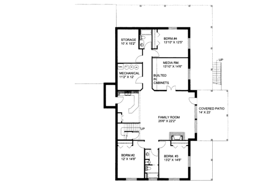 Floor Plan - Lower Floor for Craftsman House Plan #117-616 - 5 bed, 4 bath