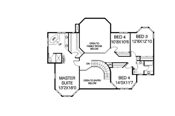 Floor Plan - Upper Floor for Victorian House Plan #60-152 - 4 bed, 3 bath