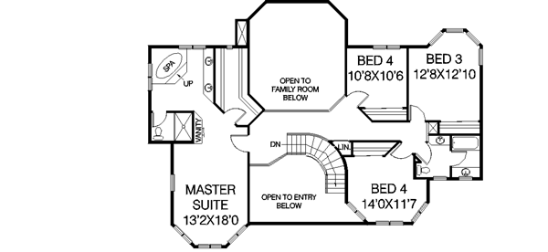 Victorian Floor Plan - Upper Floor Plan #60-152