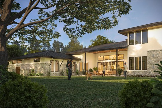 Exterior - Rear Elevation for Prairie House Plan #935-27 - 4 bed, 4 bath