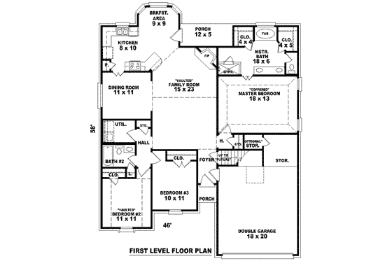 Floor Plan - Main Floor for European House Plan #81-855 - 3 bed, 2 bath