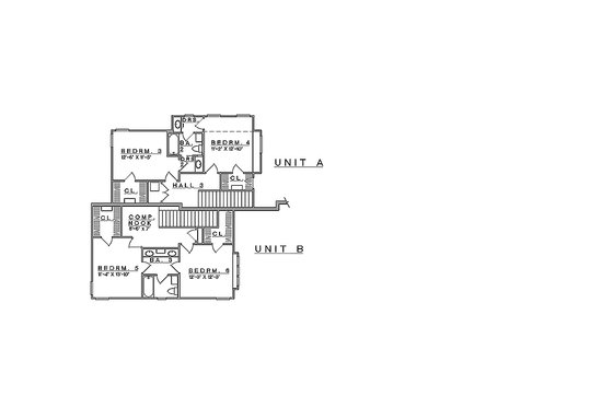 Floor Plan - Upper Floor for Craftsman House Plan #935-3 - 3 bed, 2.5 bath
